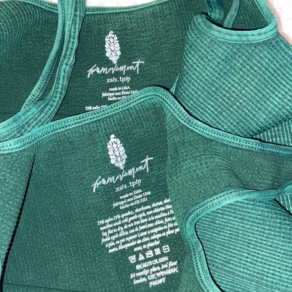 FREE PEOPLE Size XS/S Happiness Runs Square Neck Crop Tank Top Emerald Green - Picture 16 of 16